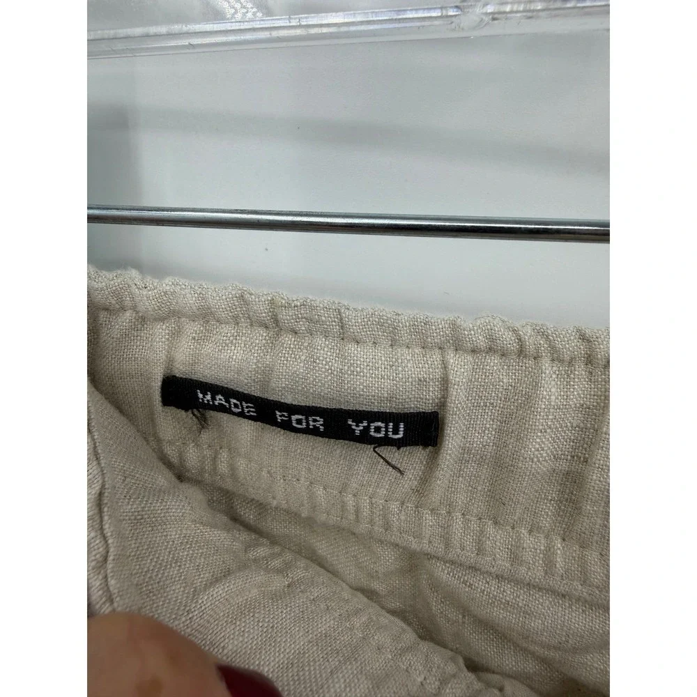 Free Line Athens Linen Pants Mens XL Beige Elastic Waist Breathable Trousers